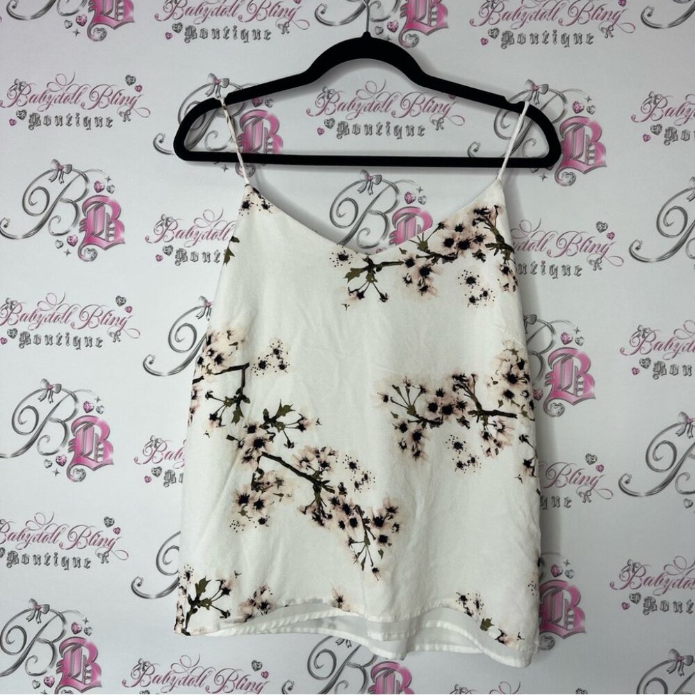 Vero moda Floral Spaghetti Strap Top floral flowers green White & Pink